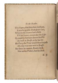 SHAKESPEARE, William (1564-1616). Mr. William Shakespeares Comedies, Histories, and Tragedies . Published according to the true Original Copies. The Third Impression . [London: Printed for Philip Chetwinde, 1663].