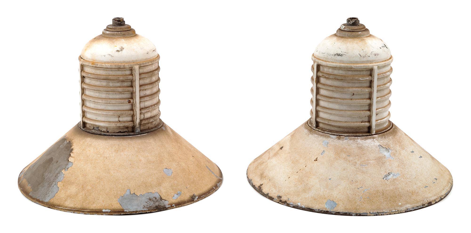 A Pair Finkl & Sons Enameled Steel Light Fixtures Diameter 16 1/2 inches. — FIRST HALF 20TH CENTURY