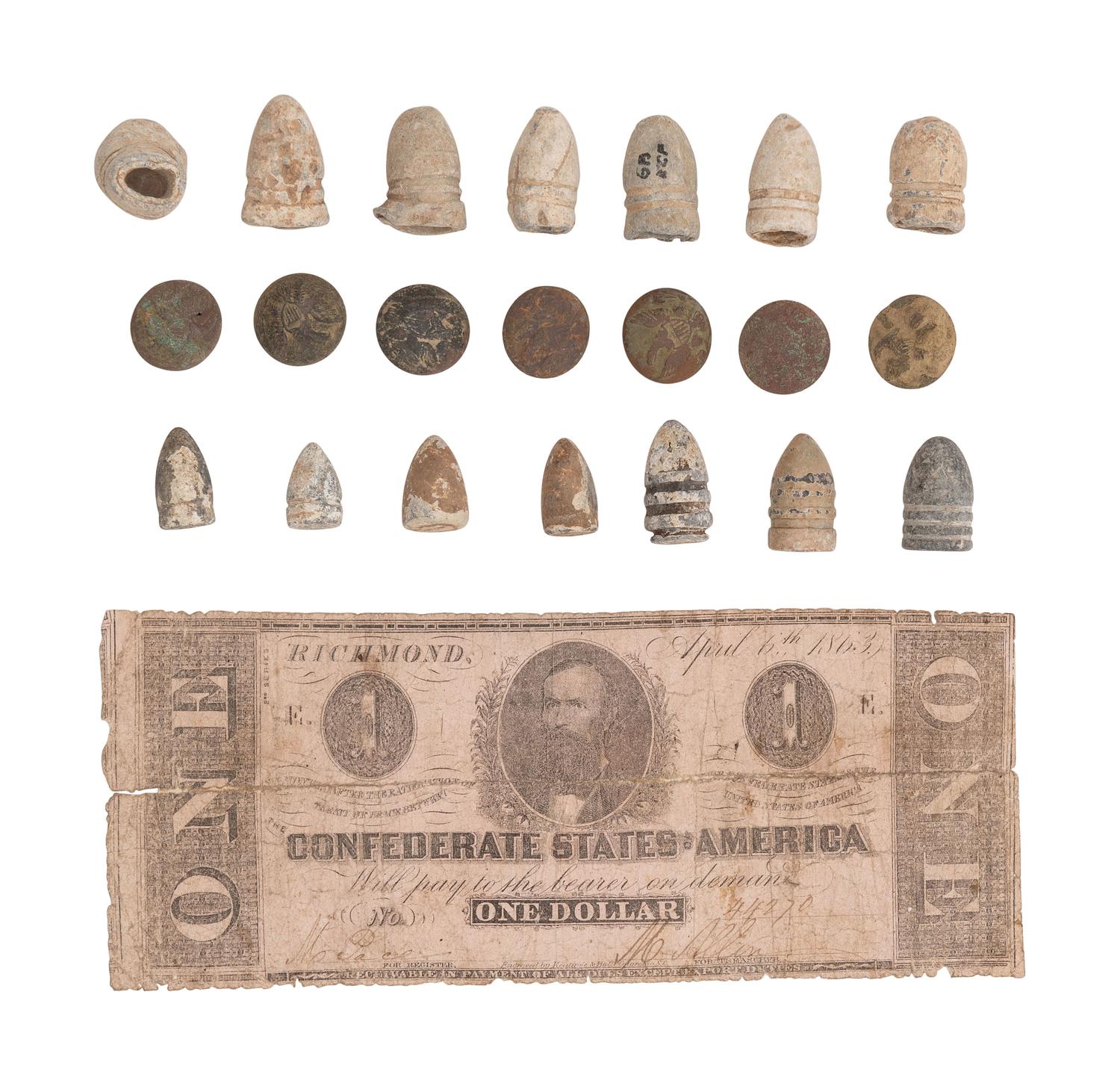 [MILITARIA]. Large collection of excavated relics, many from Civil War battlefields.