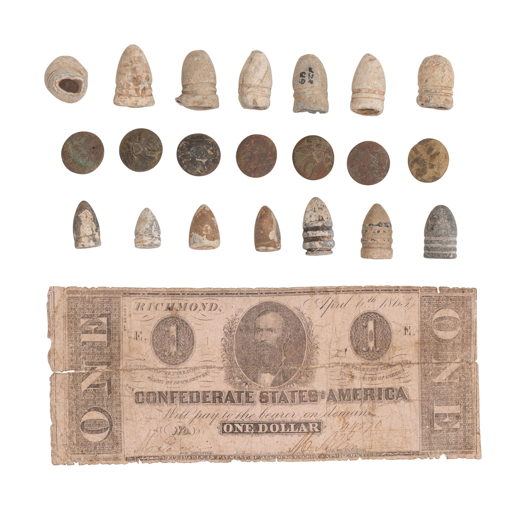 [MILITARIA]. Large collection of excavated relics, many from Civil War battlefields.