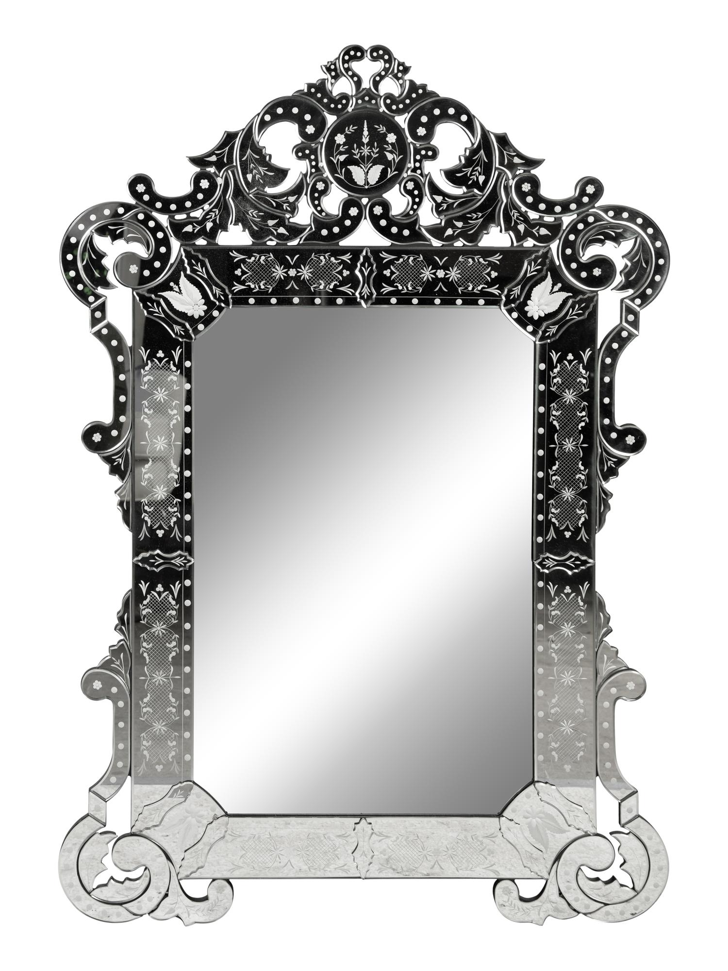 A Venetian Style Etched Glass Framed Rectangular Mirror — 20TH/21ST CENTURY