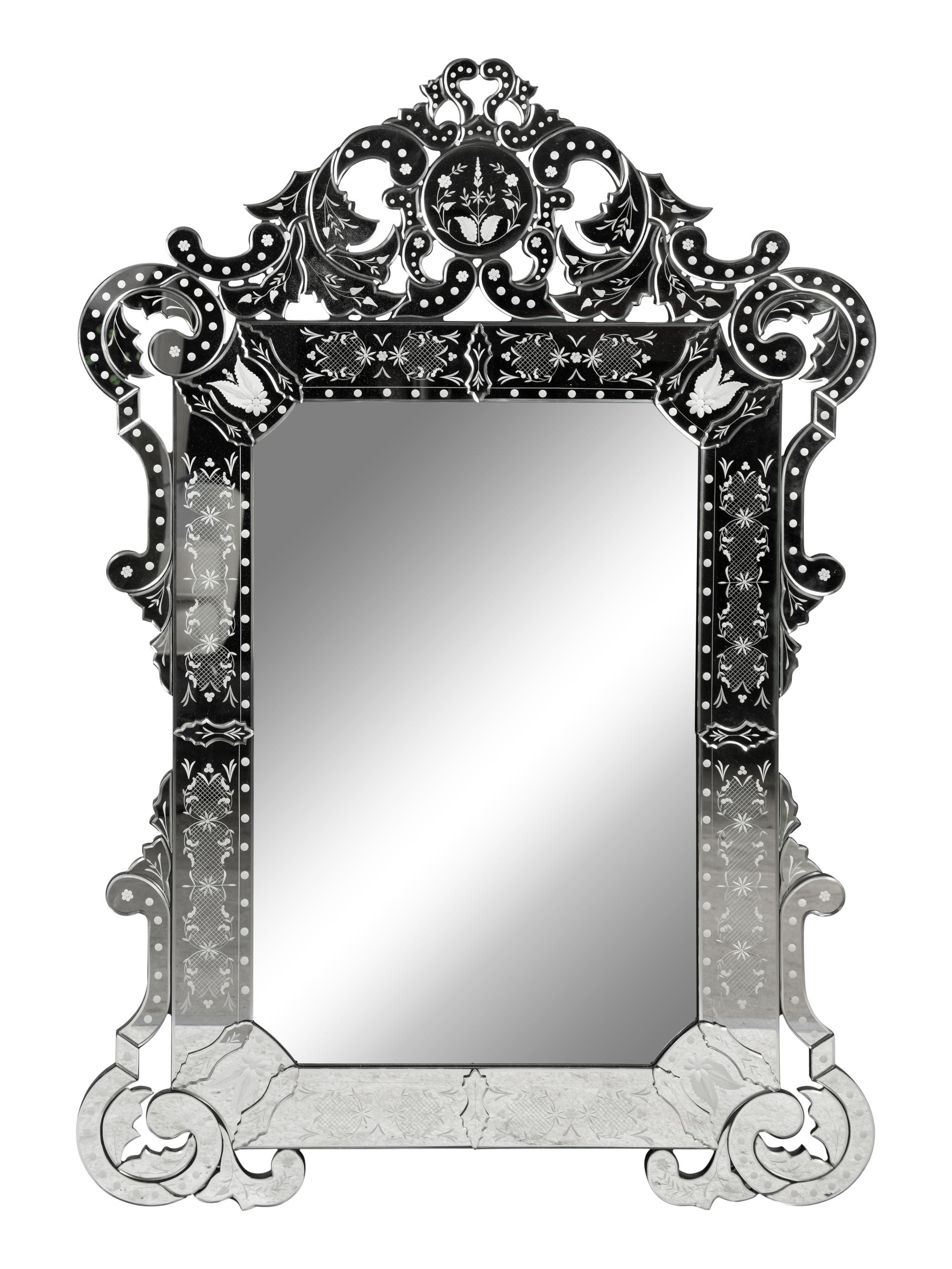 A Venetian Style Etched Glass Framed Rectangular Mirror — 20TH/21ST CENTURY