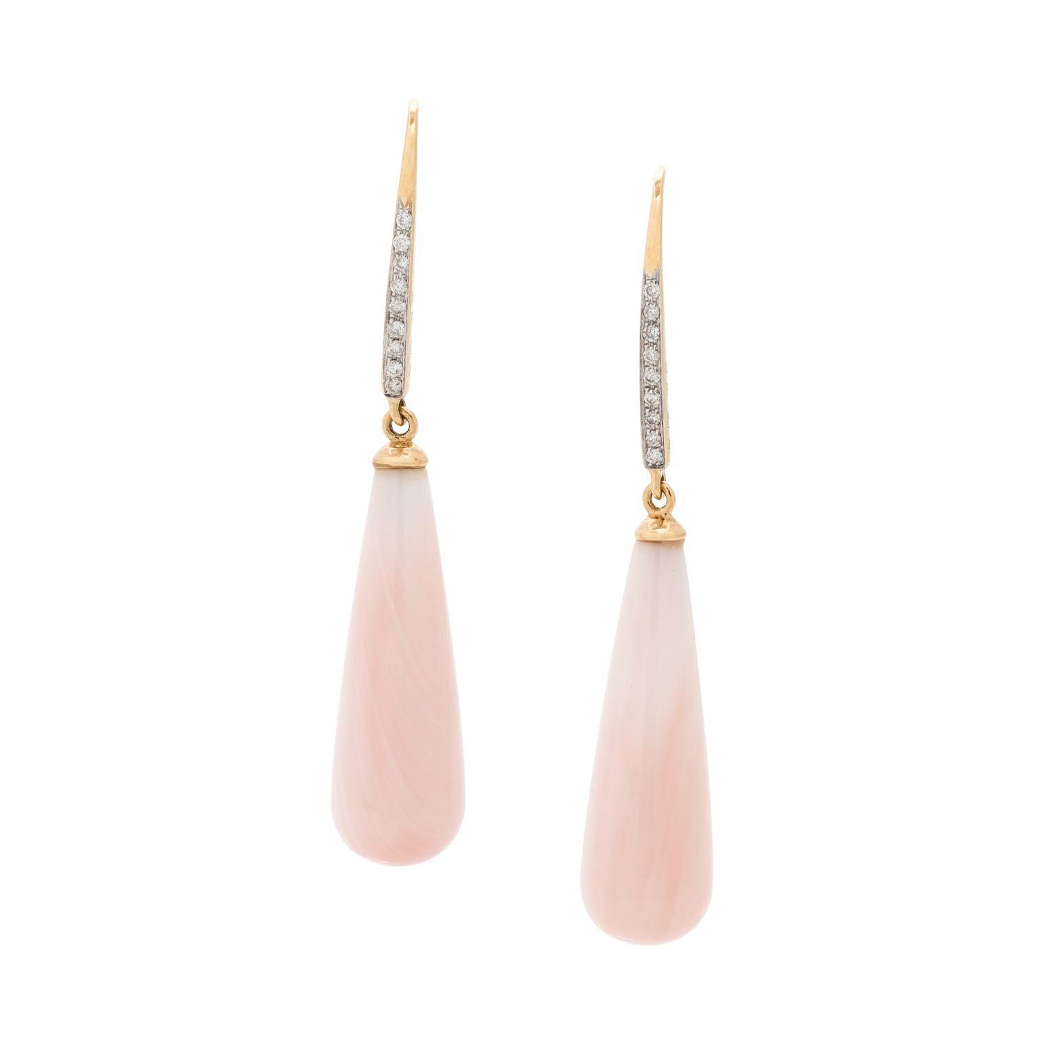 ANGEL SKIN CORAL AND DIAMOND EARRINGS