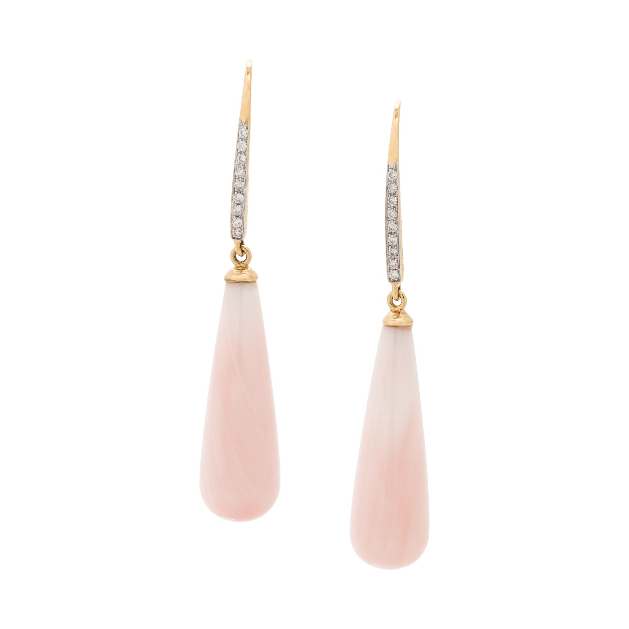 ANGEL SKIN CORAL AND DIAMOND EARRINGS