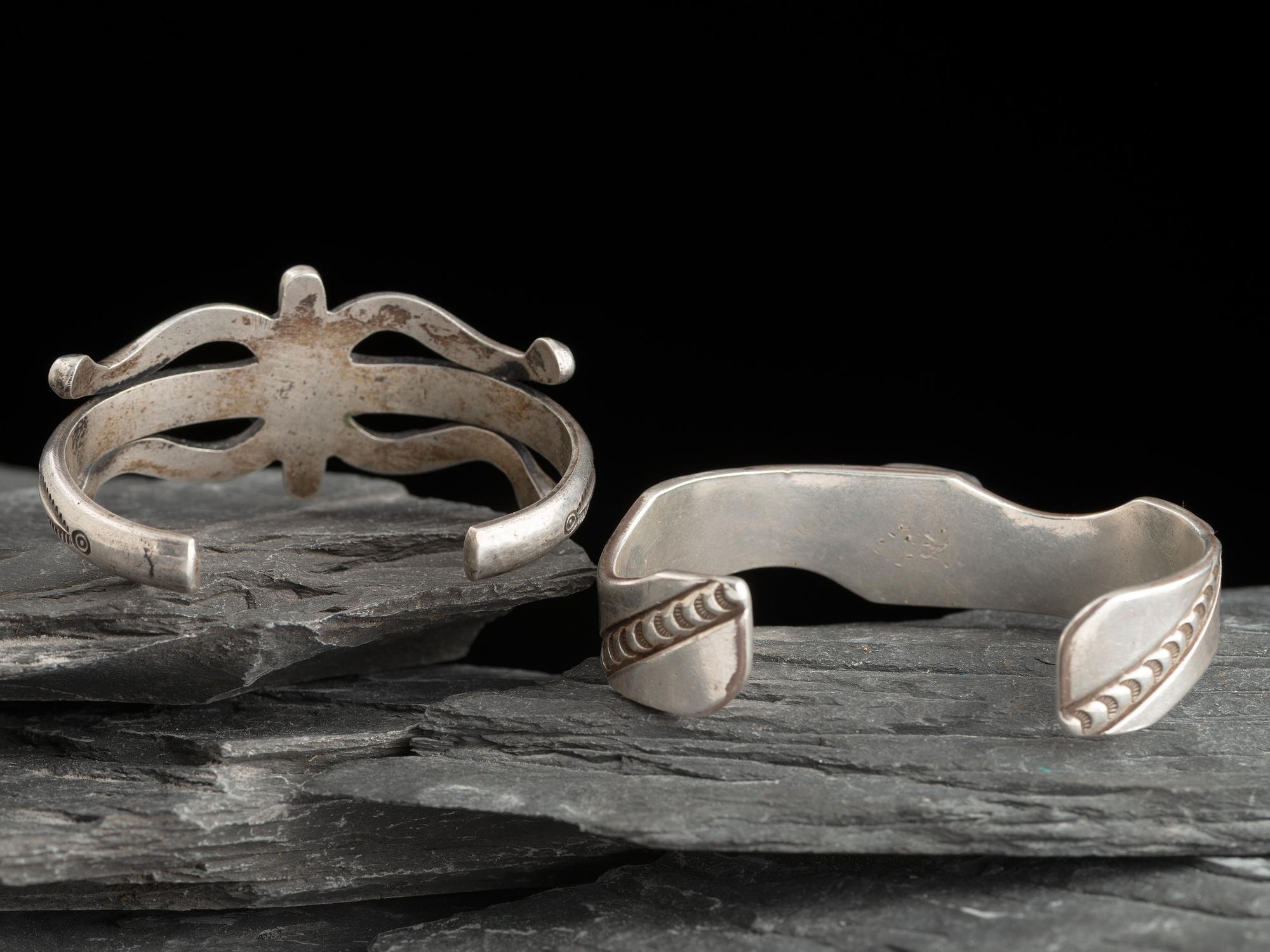 Navajo Silver and Turquoise Cuff Bracelets