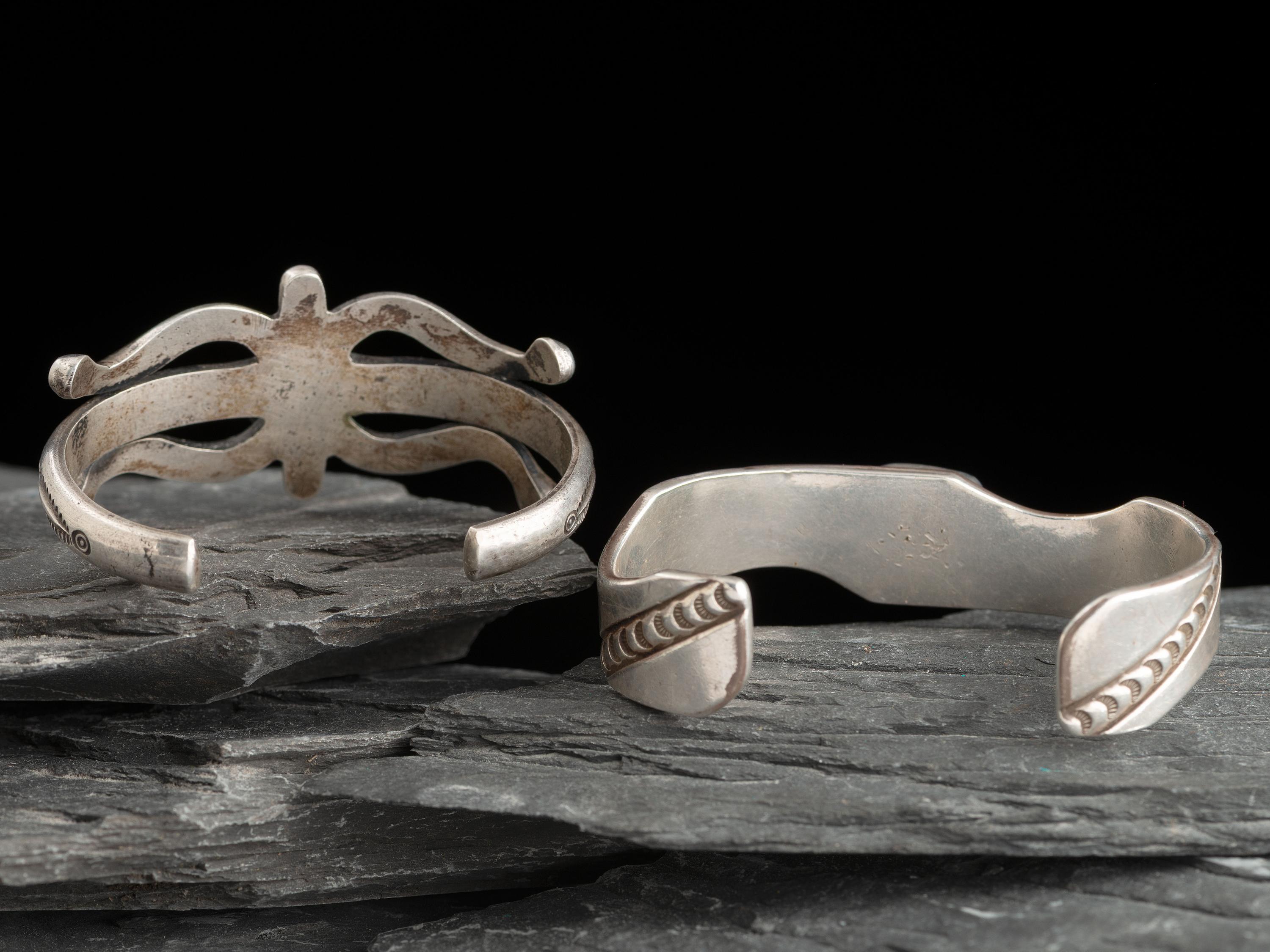 Navajo Silver and Turquoise Cuff Bracelets