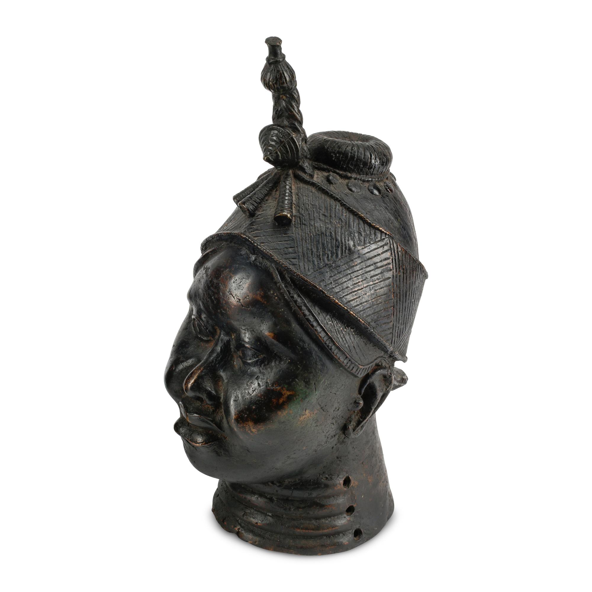 Two Benin Style Bronze Busts