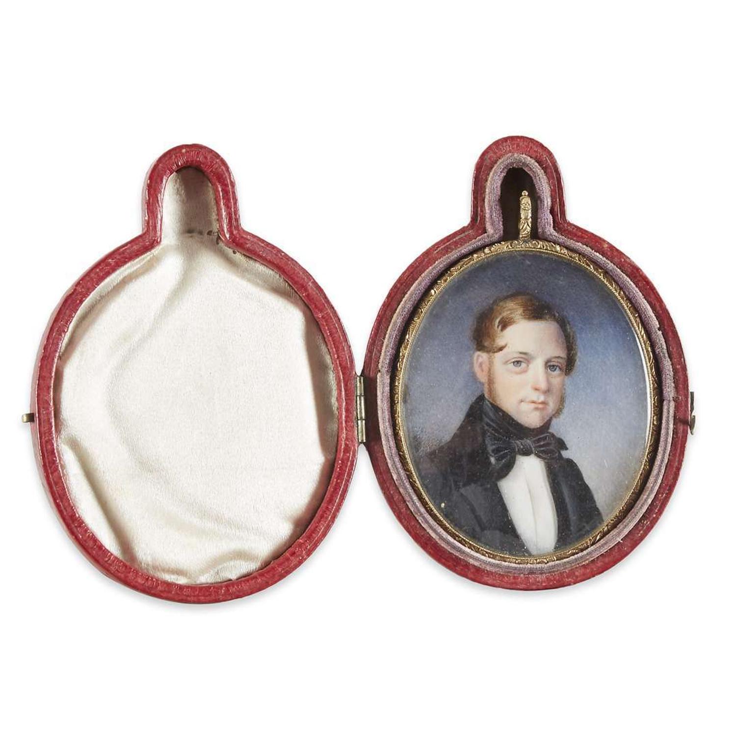 American School 19th century Portrait miniature of a young man