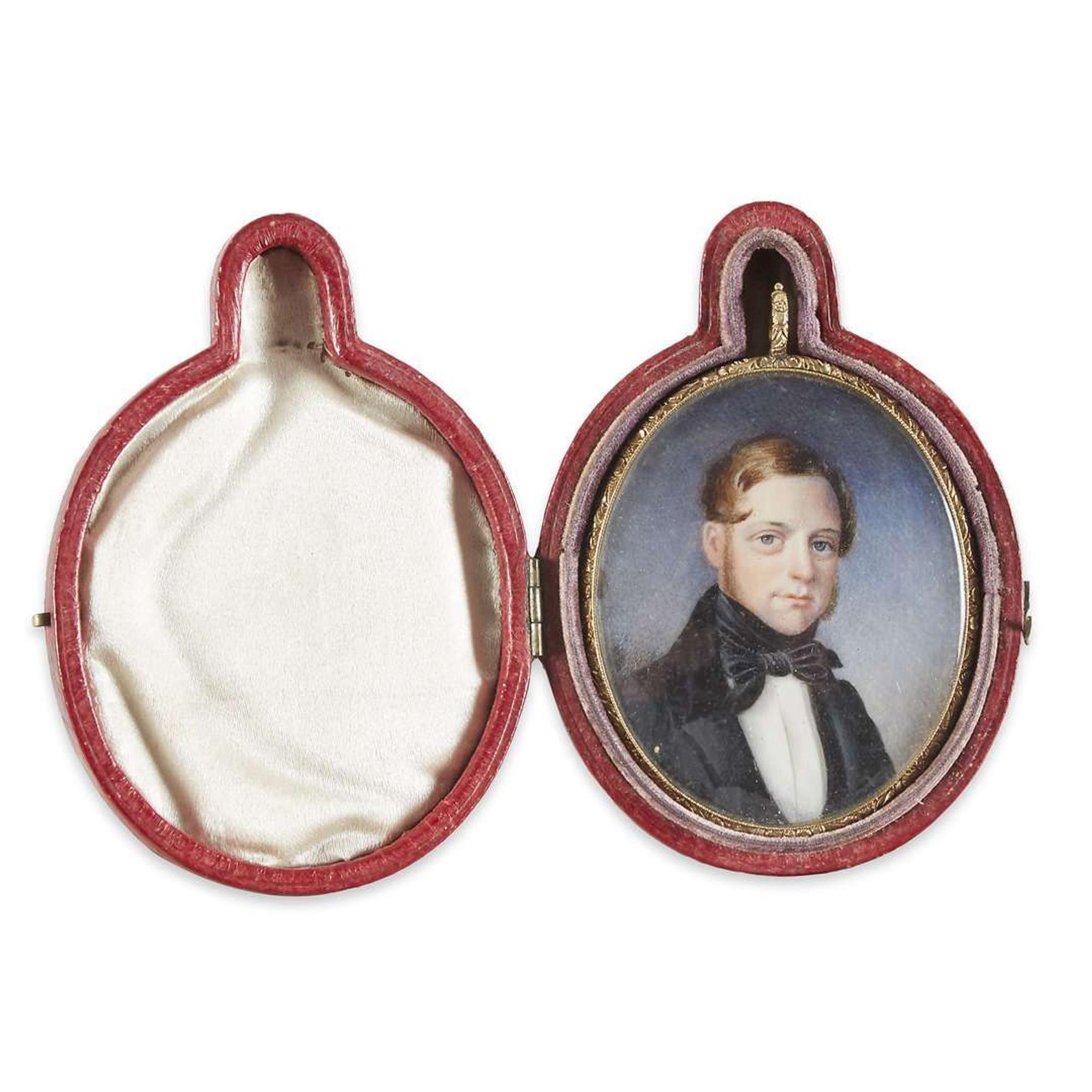 American School 19th century Portrait miniature of a young man