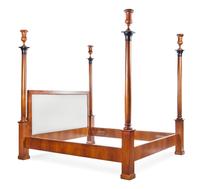 A Custom Italian Empire Style Parcel Ebonized Walnut Bed Height 89 x width 89 1/4 inches. — 20TH CENTURY