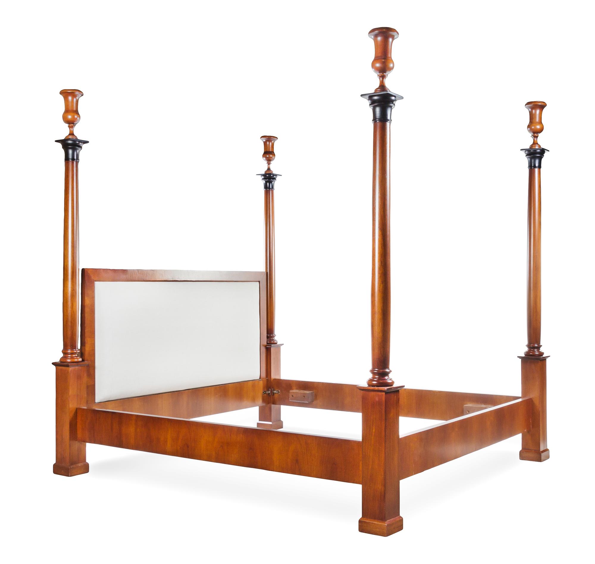 A Custom Italian Empire Style Parcel Ebonized Walnut Bed Height 89 x width 89 1/4 inches. — 20TH CENTURY