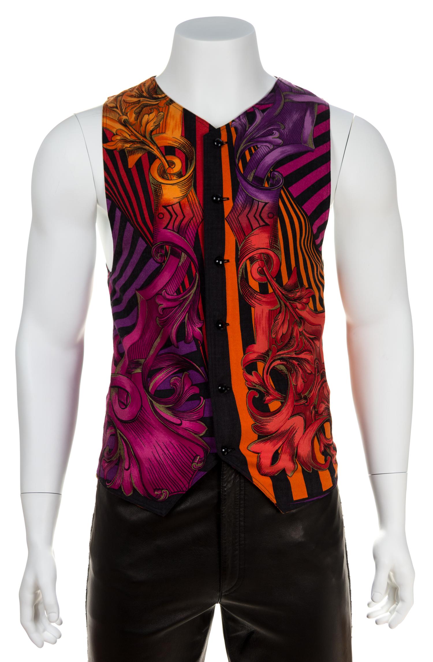 A Gianni Versace Wool Atelier Print Vest, Size 52.