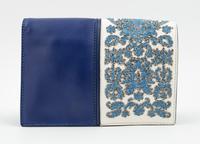 A Valentino Garavani Blue Leather Clutch, 9" x 7" x 3.25".