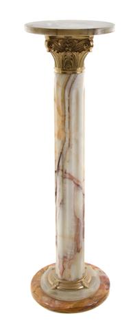 A Gilt Metal Mounted Onyx Pedestal Height 37 1/2 inches.