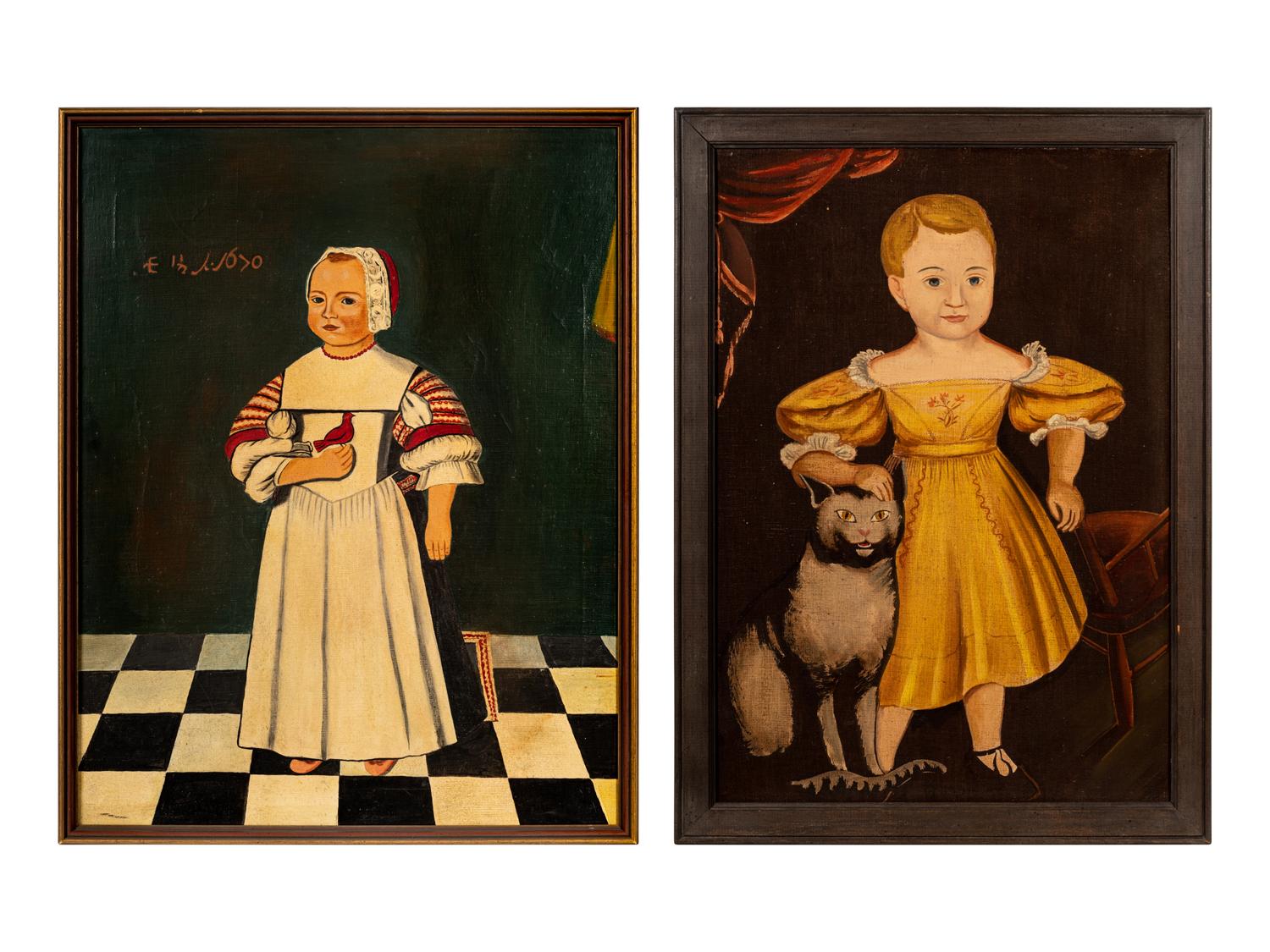 An American Folk Painting of a Child After Freake-Gibbs