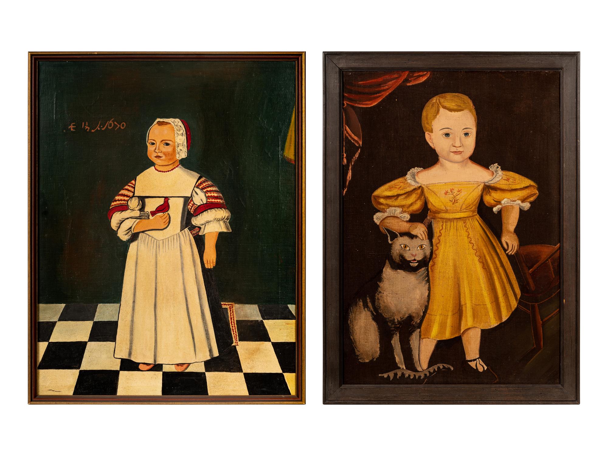 An American Folk Painting of a Child After Freake-Gibbs