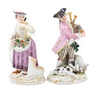 A Pair of Meissen Porcelain Figures