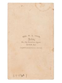 [EARLY PHOTOGRAPHY]. CDV of an African American bride and groom. Quincy, IL: Mrs. W.A. Reed.