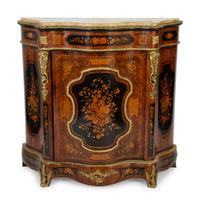 A Napoleon III Gilt Bronze Mounted Marquetry Marble Top Cabinet — 19TH CENTURY