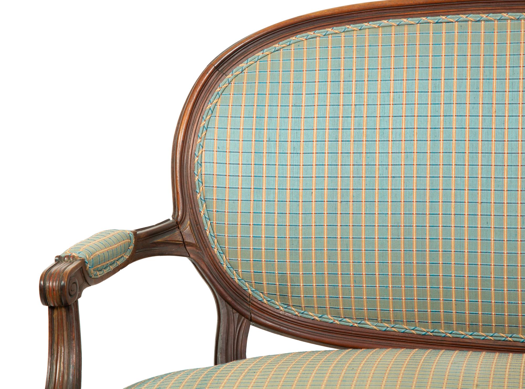 A Louis XVI Style Carved Mahogany Canape — 19TH CENTURY