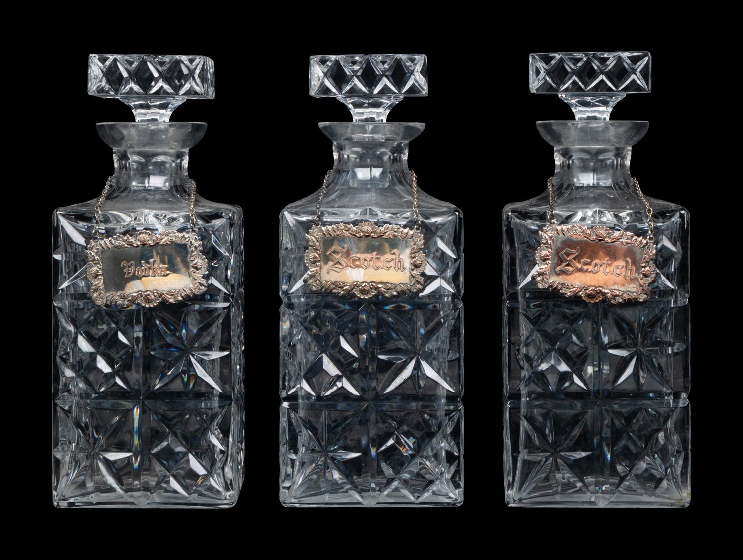 Three Cut Glass Decanters