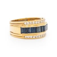 LEVIAN, SAPPHIRE, DIAMOND, AND YELLOW GOLD RING