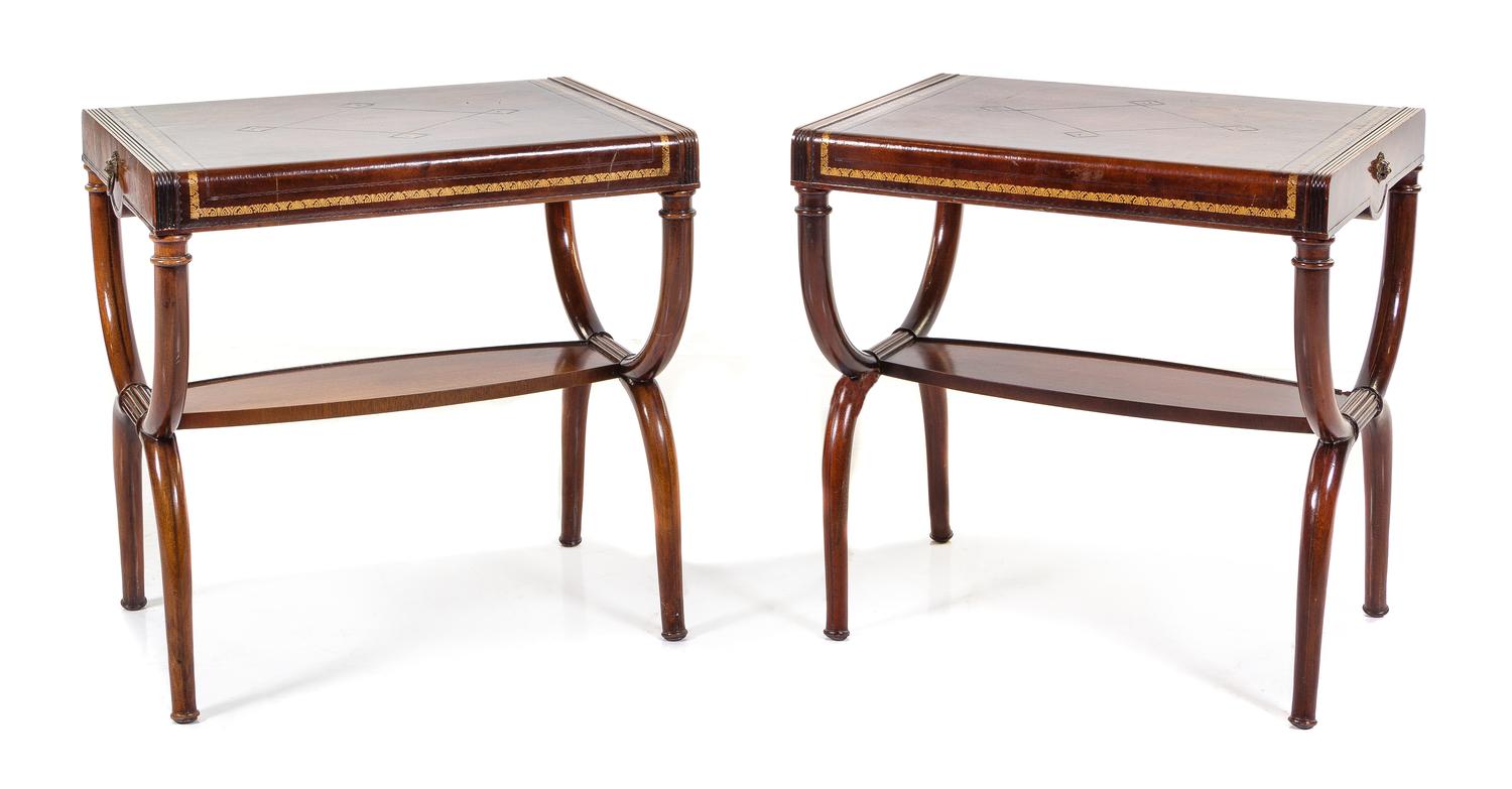 A Pair of Regency Style Mahogany Side Tables