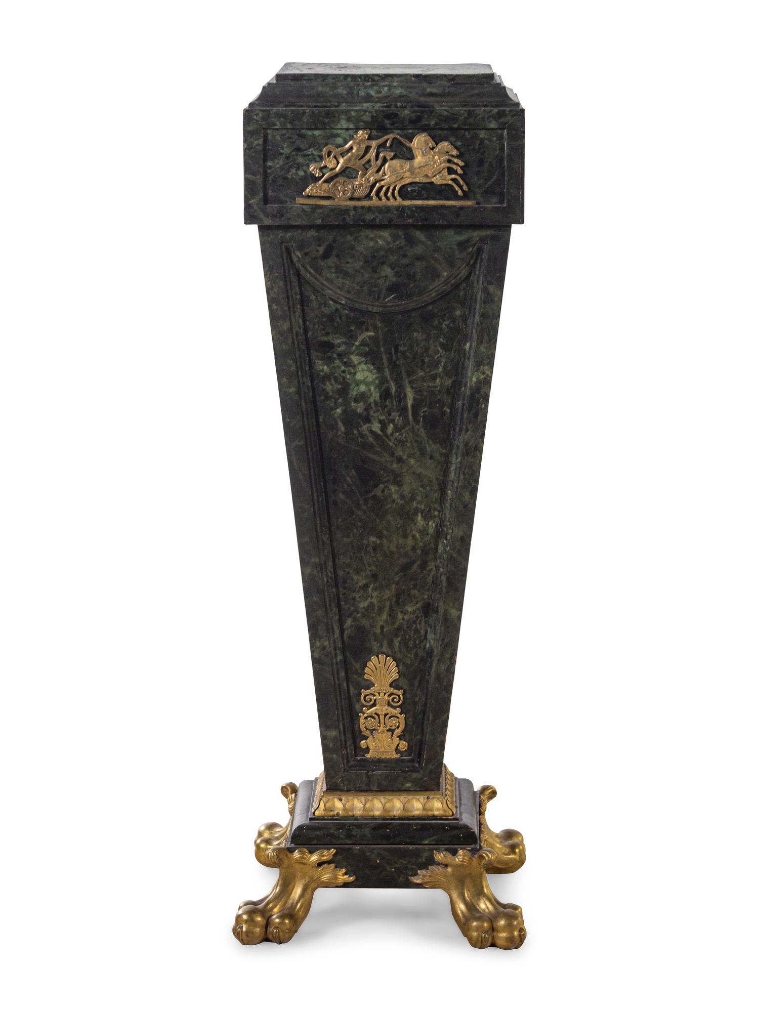 An Empire Style Gilt Metal Mounted Faux Marble Pedestal