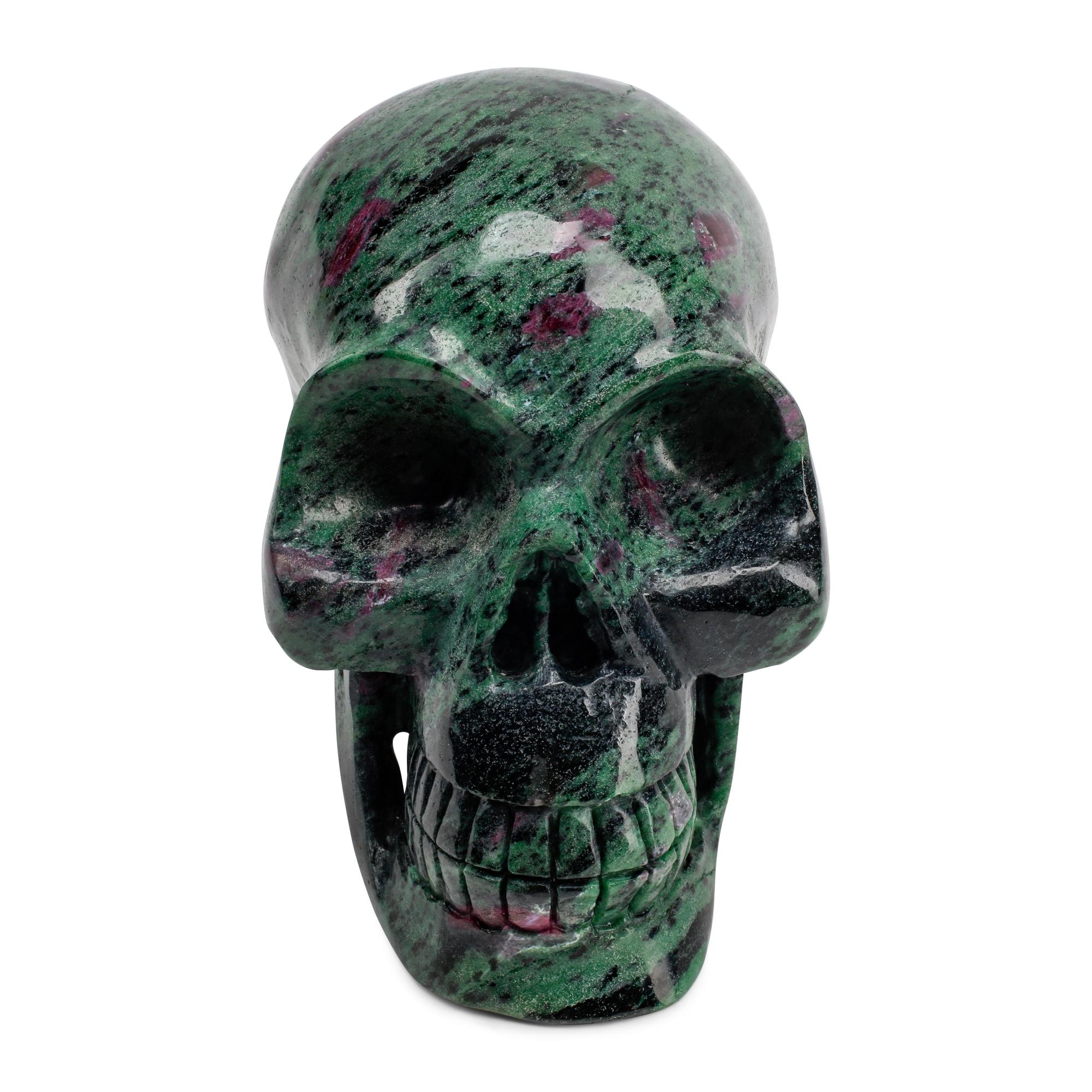 A Large Carved Ruby Zoisite Skull