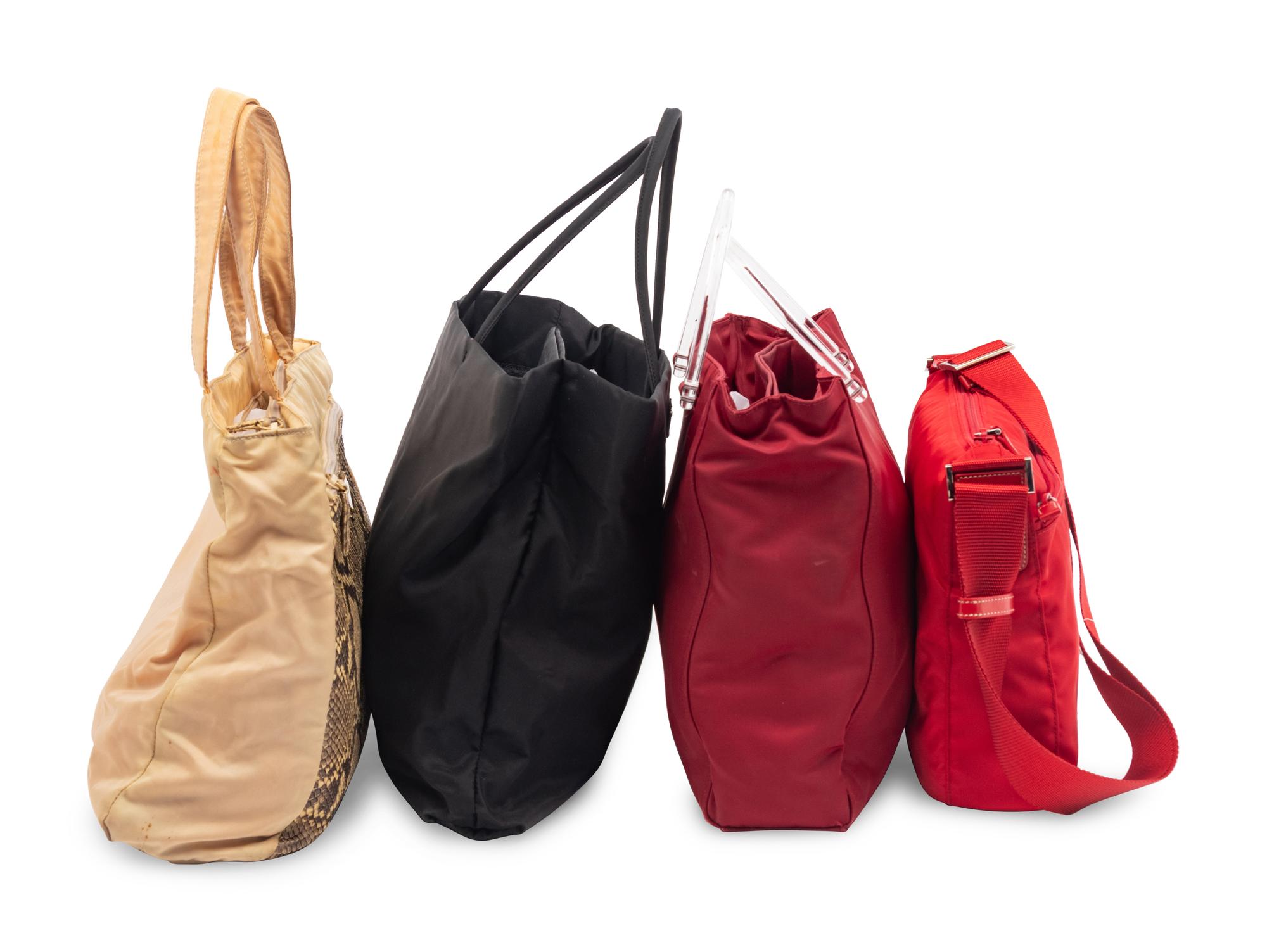 Four Prada Nylon Handbags