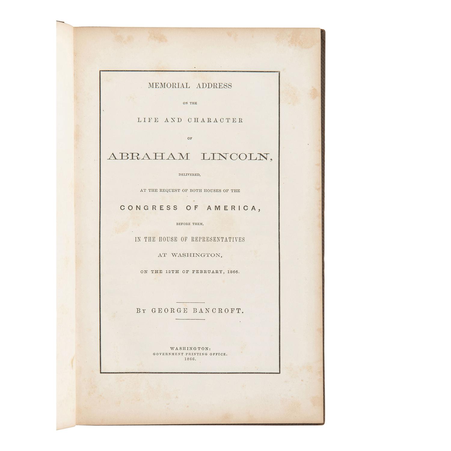 [Lincoln, Abraham] Group of Five Titles Related to Abraham Lincoln, his Assassination, and Funeral