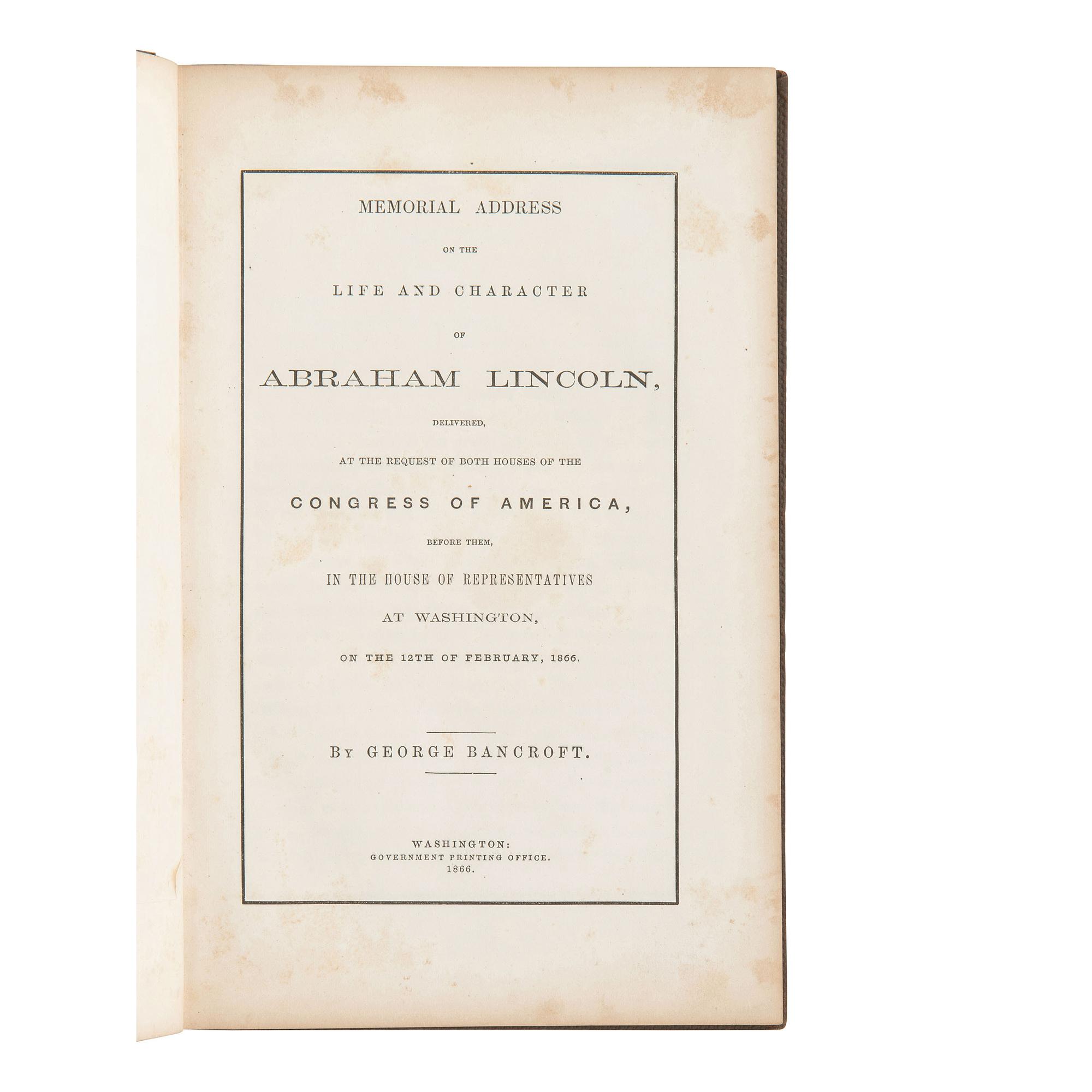 [Lincoln, Abraham] Group of Five Titles Related to Abraham Lincoln, his Assassination, and Funeral