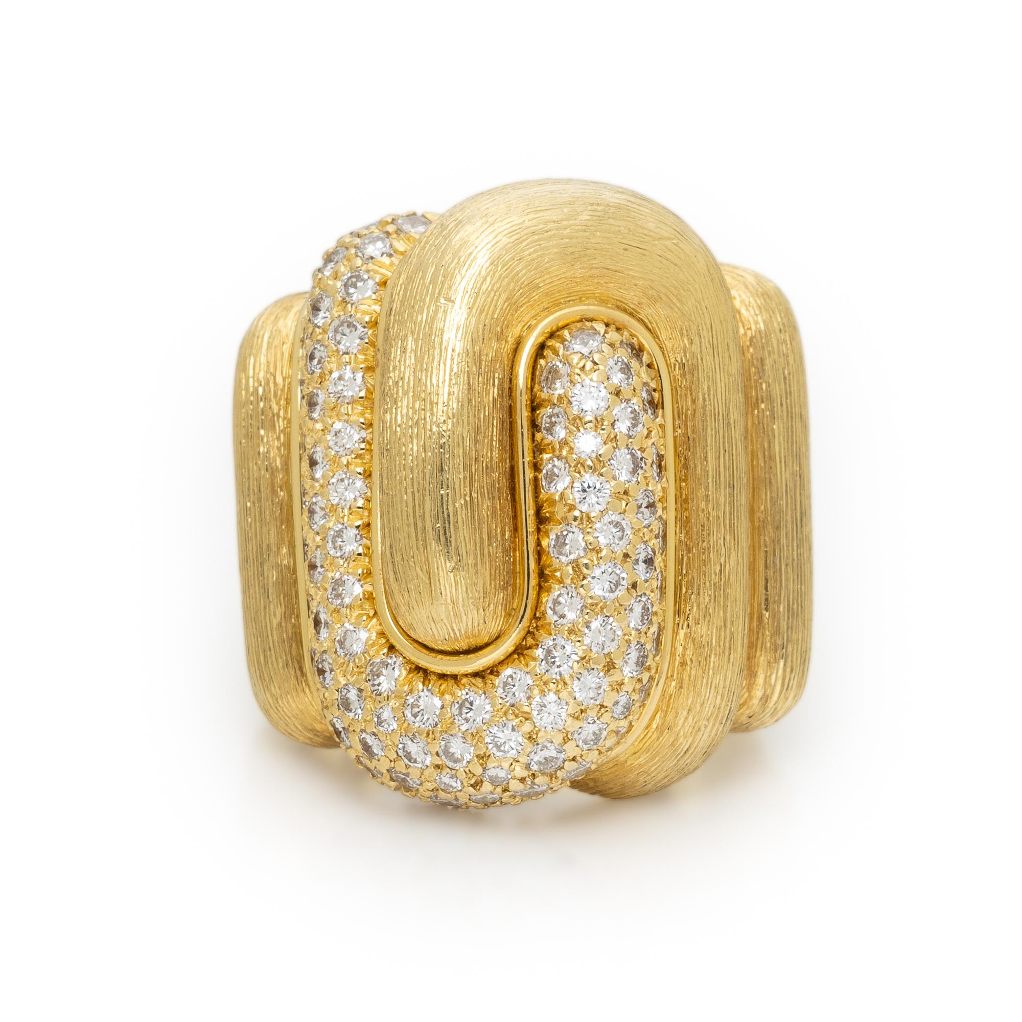 HENRY DUNAY, DIAMOND AND YELLOW GOLD RING