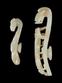 Two Pale Celadon Jade Belt Hooks