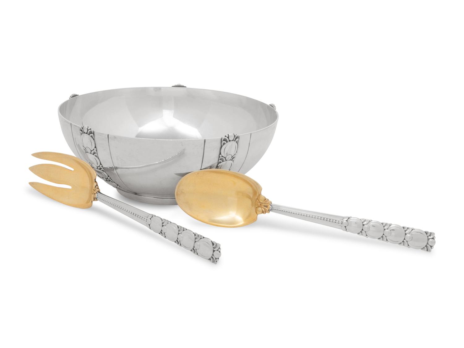 A Tiffany and Co. Silver Three-Piece Salad Set