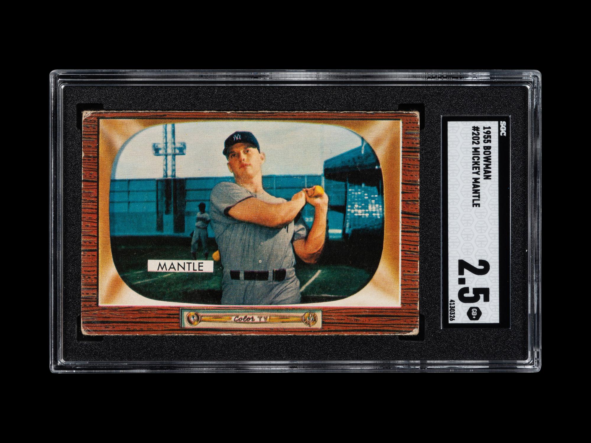 A 1955 Bowman Mickey Mantle Baseball Card No. 202 (SGC 2.5 GOOD+)