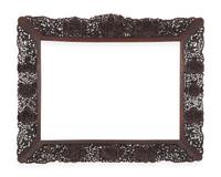 A large and impressive Chinese export carved and pierced stained wood frame, 19th century
