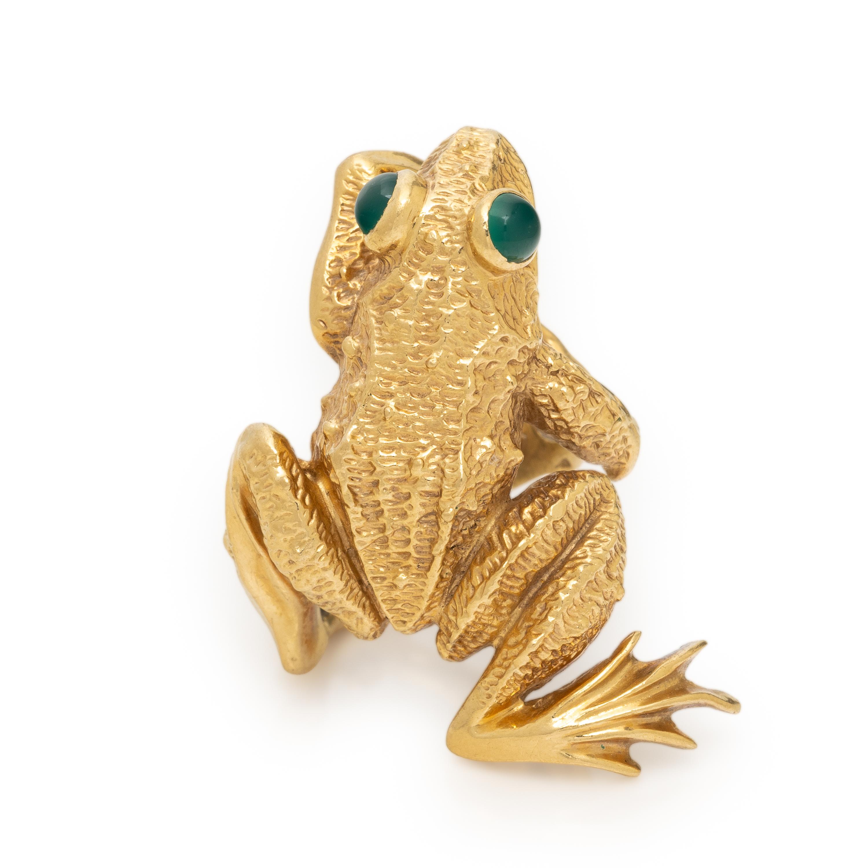 Kurt Wayne, Yellow Gold and Chrysoprase Frog Ring
