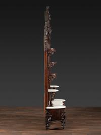 A Renaissance Revival Marble Mounted Carved and Laminated Rosewood Etagere