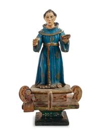 A Continental Painted Figure of a Saint