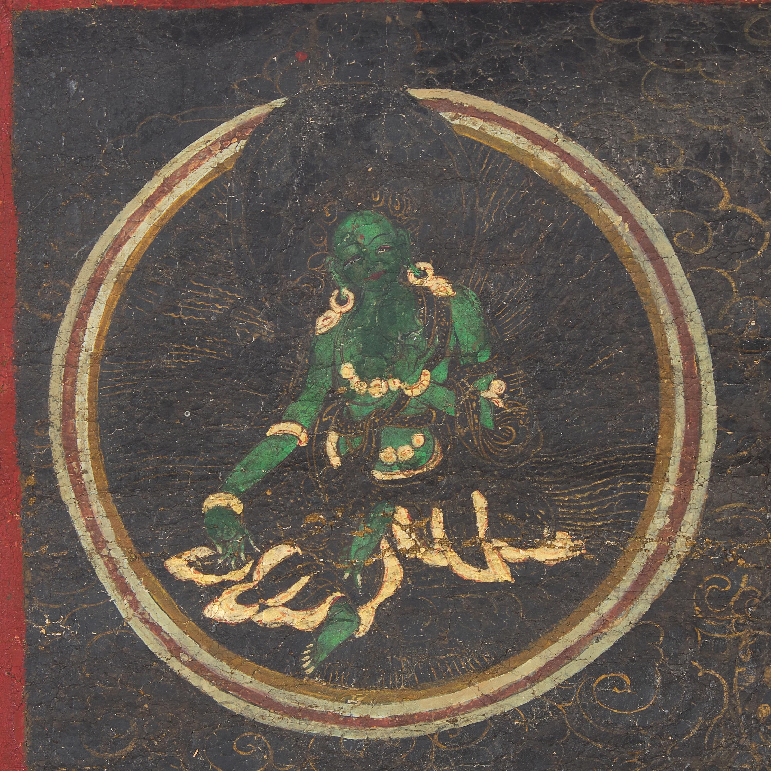 A Tibetan Thangka of Kubera, 18th/19th Century — 18-19世纪西藏财宝天王黑唐卡