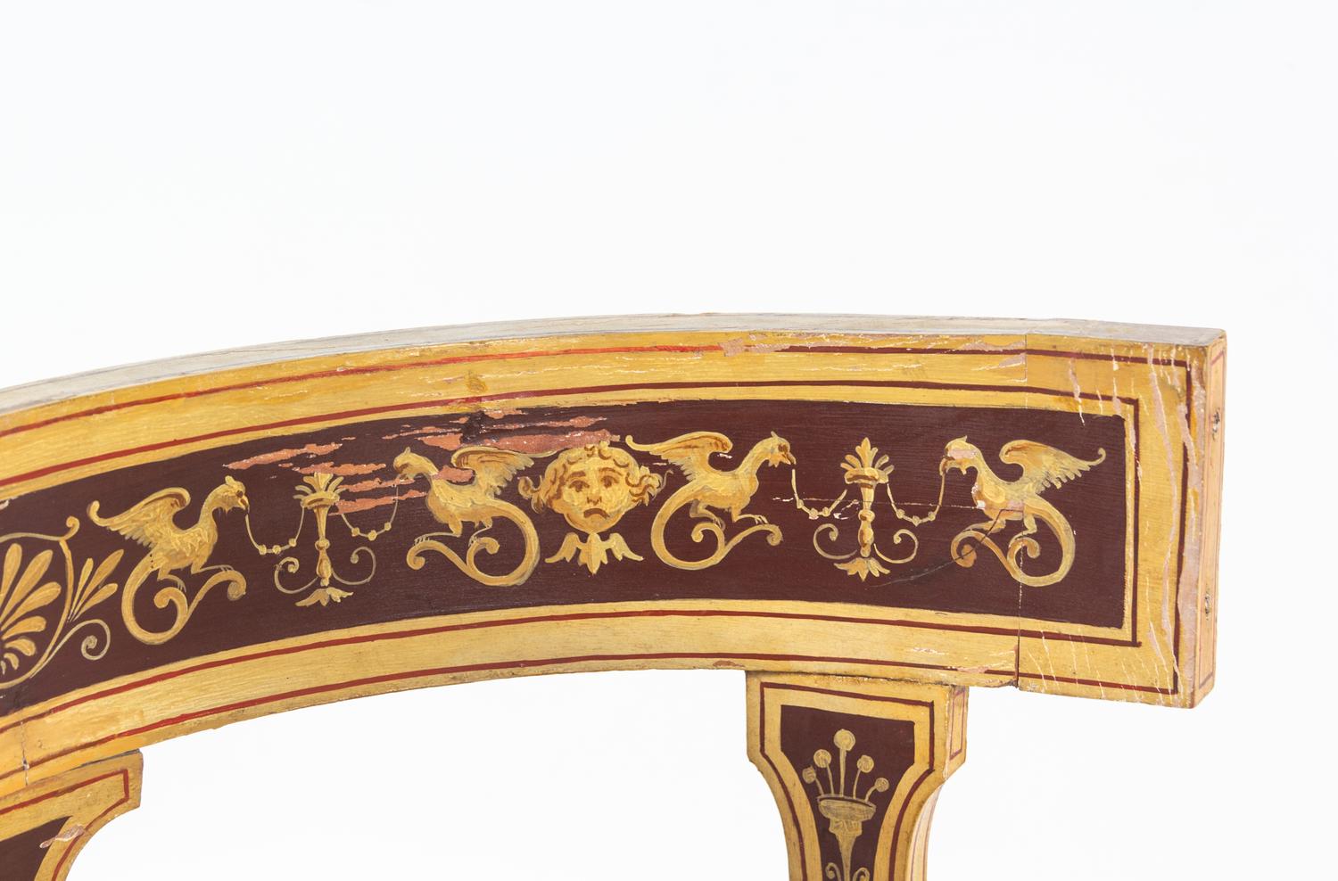 A Pair of Italian Neoclassical Painted Klismos Style Chairs
