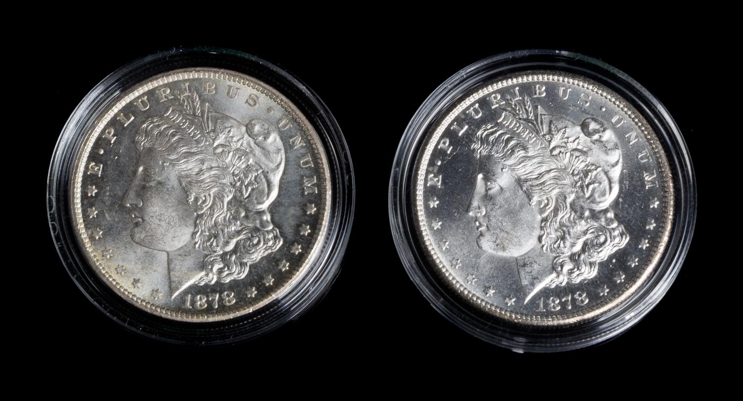 Two United States 1878-CC Morgan Silver Dollars
