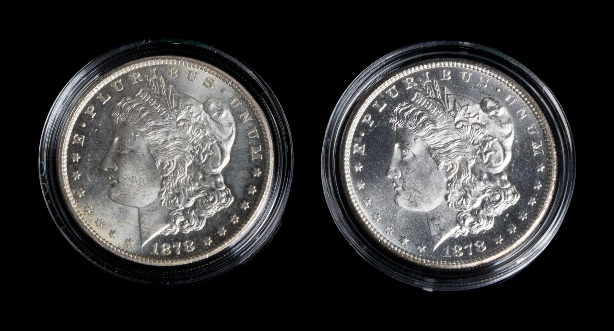 Two United States 1878-CC Morgan Silver Dollars
