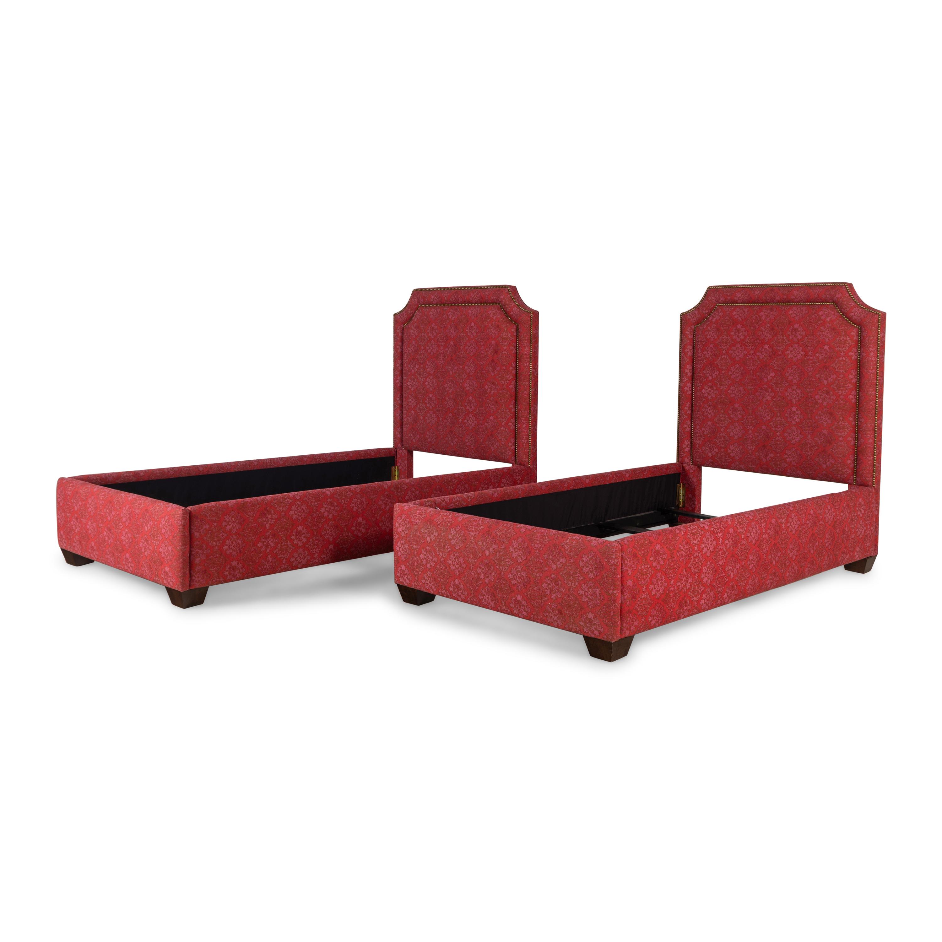 A Pair of Custom Upholstered Twin Beds