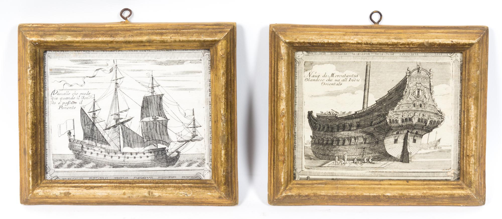 A Group of Eight Continental Etchings Height of largest 7 x width 12 inches. — 18TH CENTURY