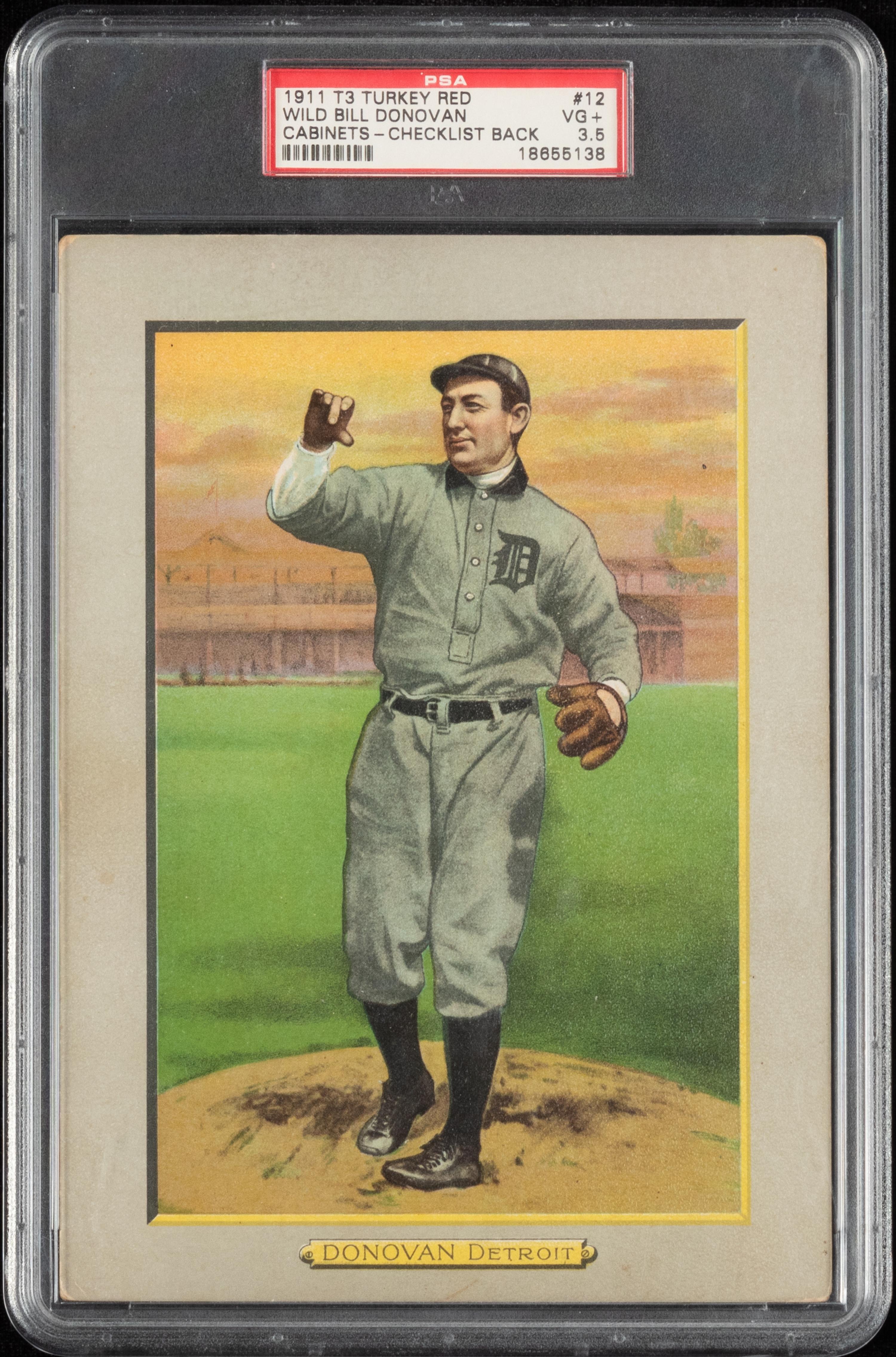 A 1911 T3 Turkey Red Cabinets Wild Bill Donovan Baseball Card (PSA 3.5 VG+) Checklist Back