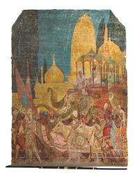 Two Painted Canvas Theater Murals First: 17 feet 5 inches x 16 feet 1 inch. — CHICAGO, CIRCA 1927