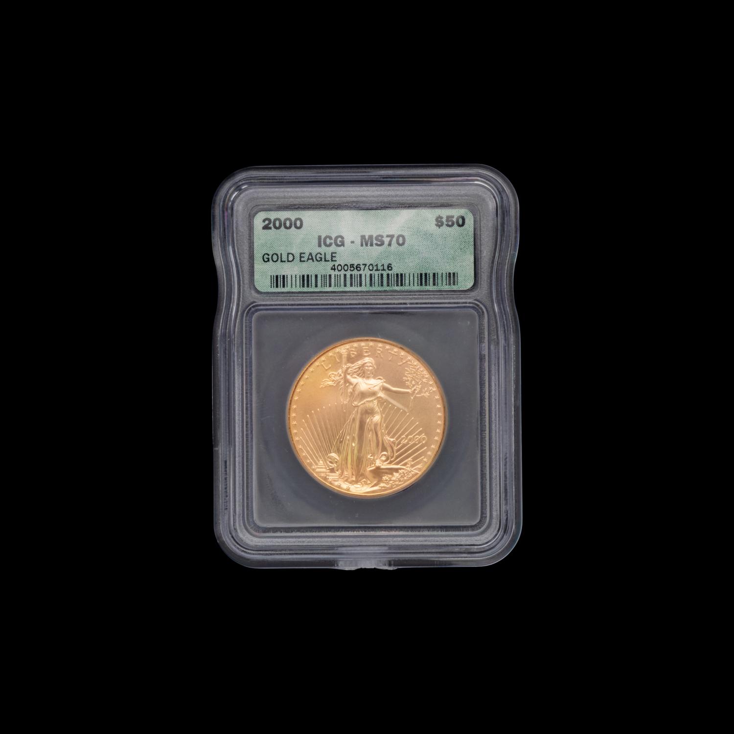 A 2000 Gold Eagle $50 1 oz. Gold Coin (ICG Graded MS70)