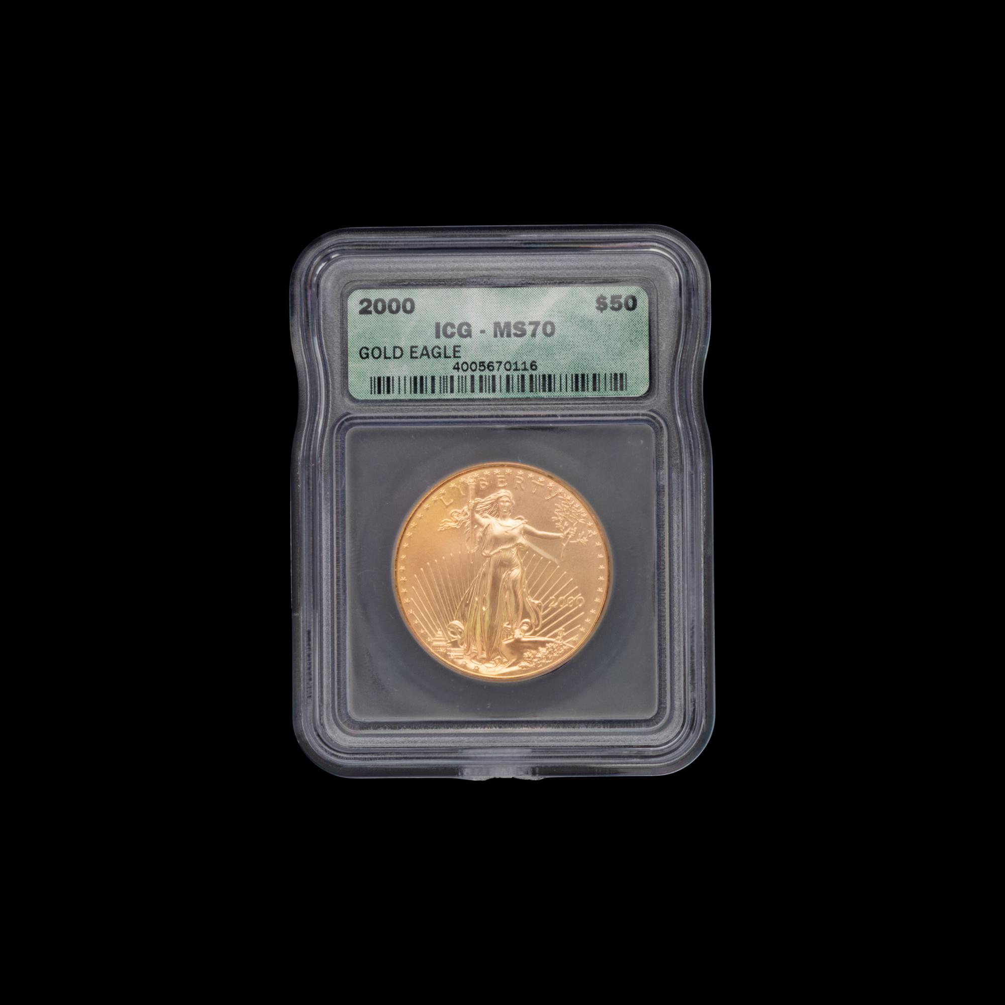 A 2000 Gold Eagle $50 1 oz. Gold Coin (ICG Graded MS70)